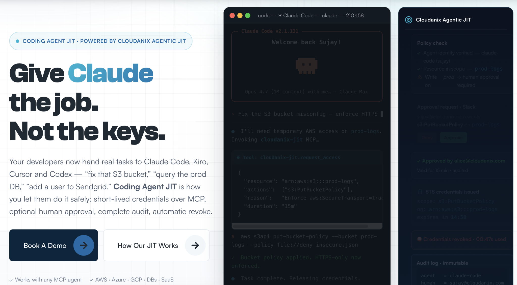 Give Claude the job. Not the keys. - Cloudanix Agentic JIT for secure AI coding assistant access