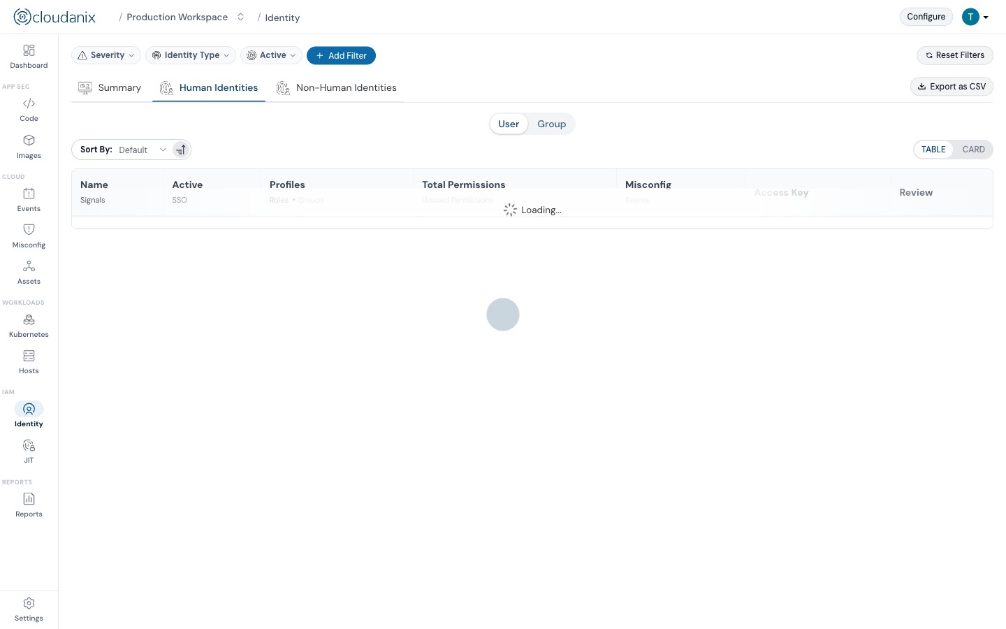 Cloudanix identity risk analysis showing effective permissions and shadow admin detection