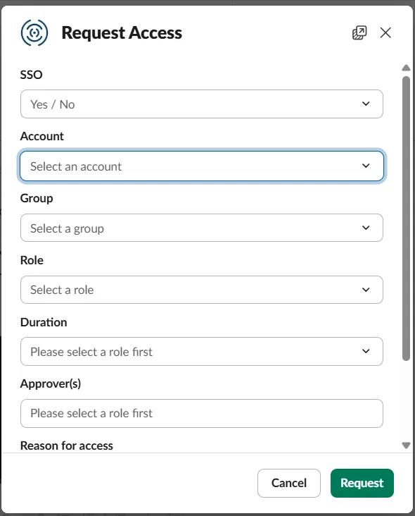 Cloudanix JIT Access — Slack-based request and approval workflow with time-bound access
